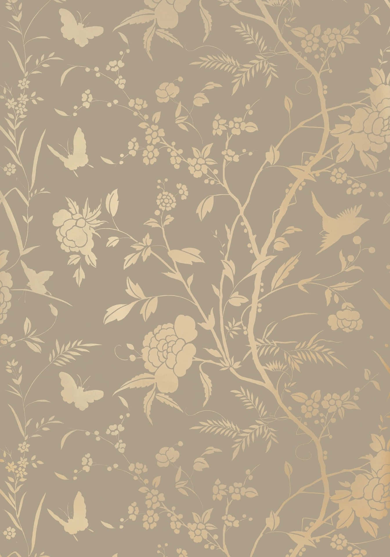 Gold Leaf Floral Pattern Background Wallpaper