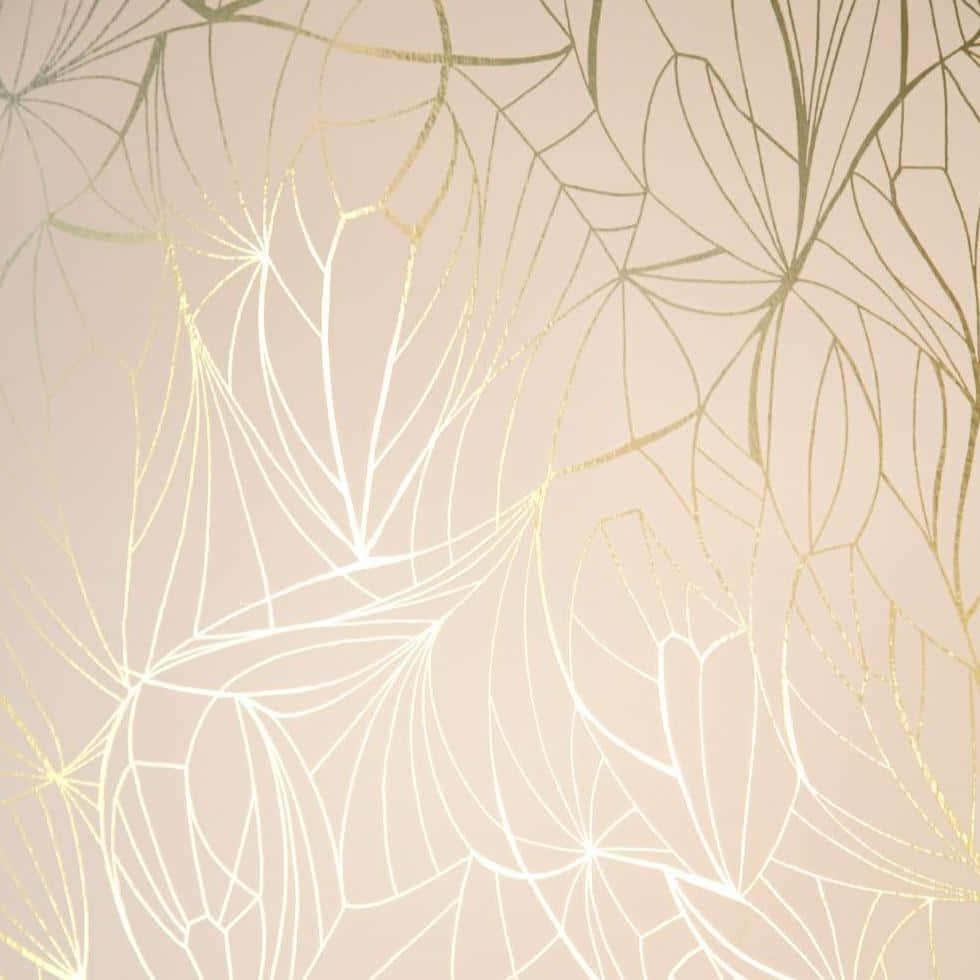 Gold Leaf Patternon Cream Background Wallpaper