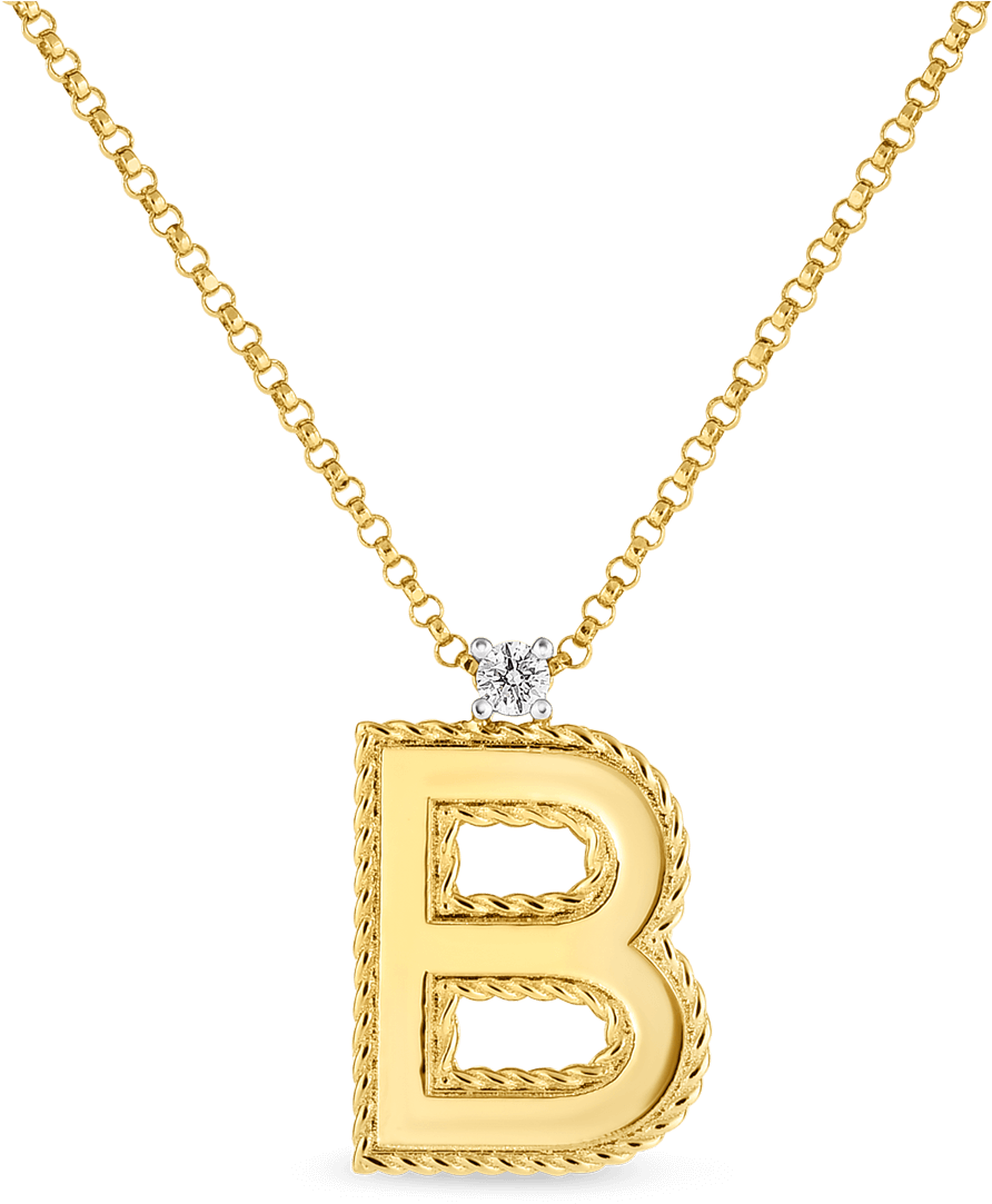 Gold Letter B Pendant Necklace PNG