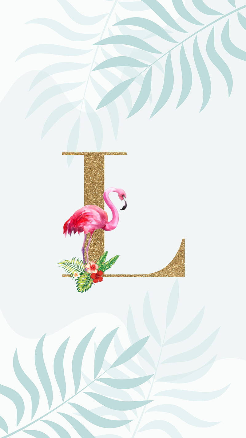 Gold Letter L With Pink Swan Wallpaper