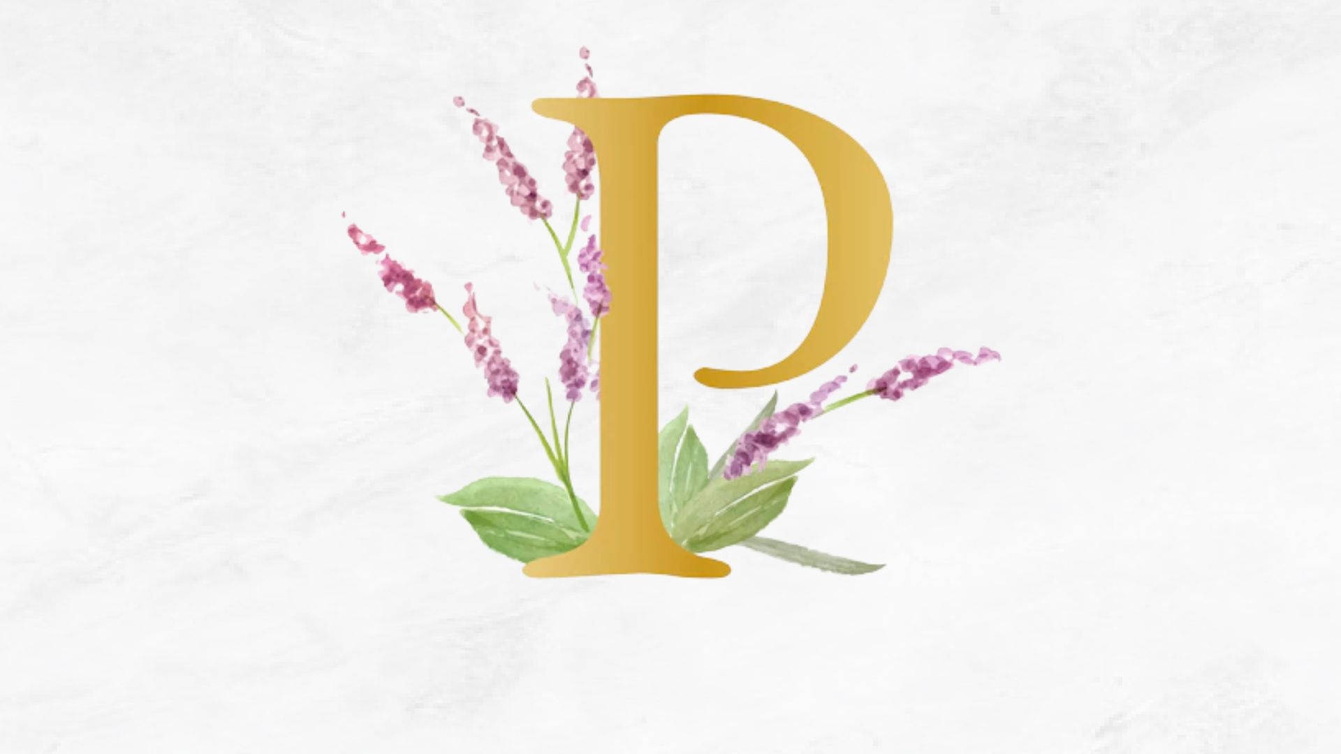 Gold Letter P With Flowers