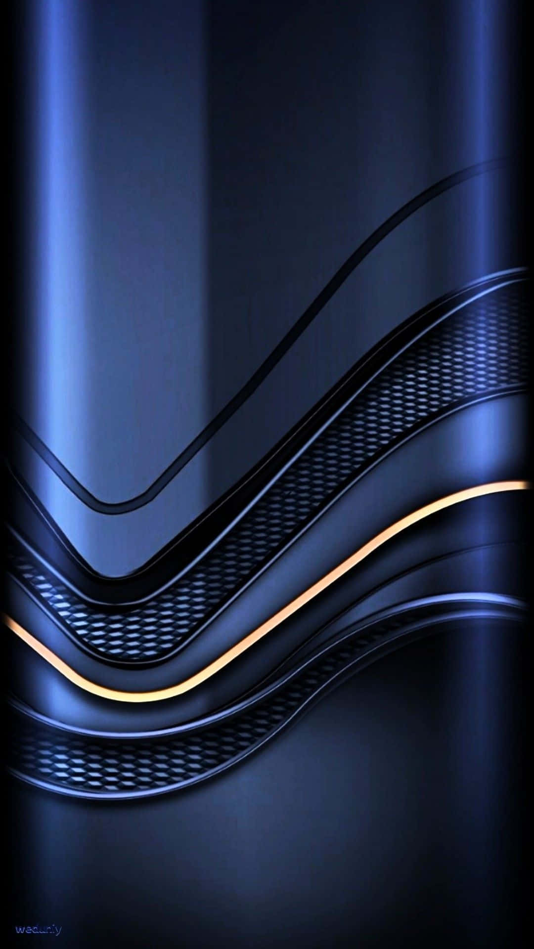 Líneadorada Con Curva Azul Lujosa. Fondo de pantalla