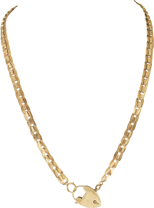 Gold Link Necklace Chain PNG