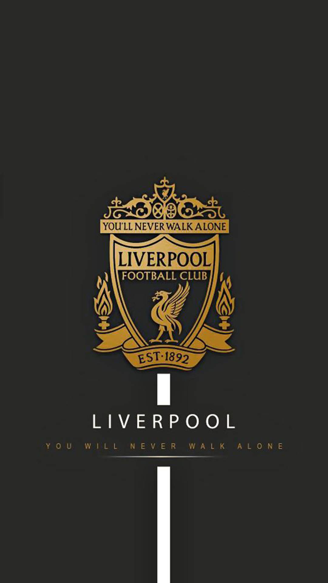 Guld Liverpool 4K Logo Tapet: En helt særlig samling af Liverpool F.C. logoer, der udstråler eksklusivitet. Wallpaper