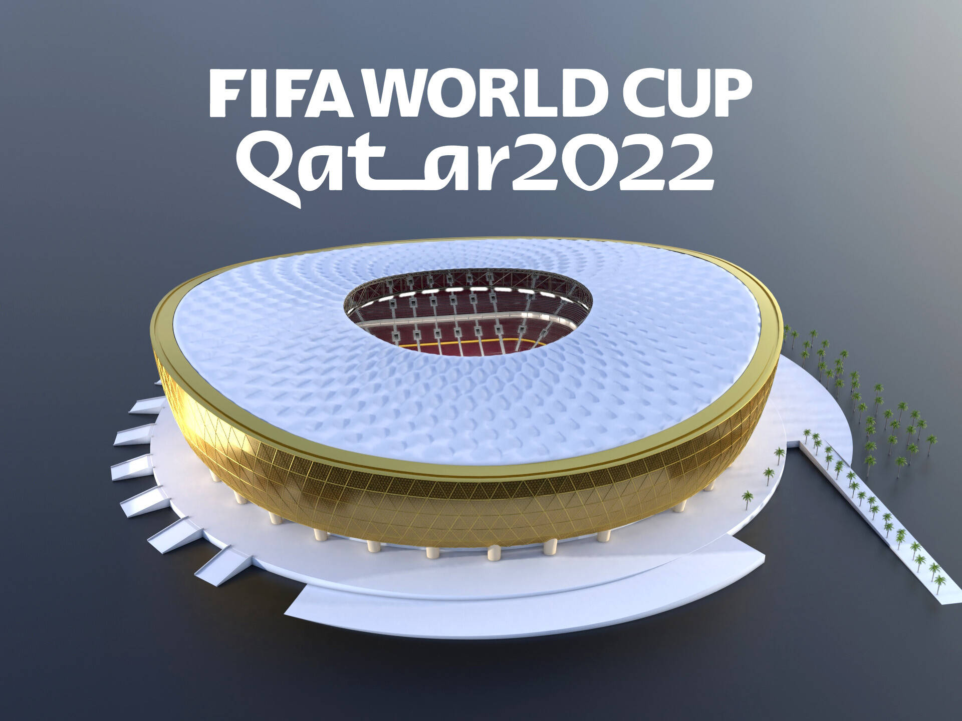Gold Lusail Stadium: Home of the 2022 FIFA World Cup Wallpaper