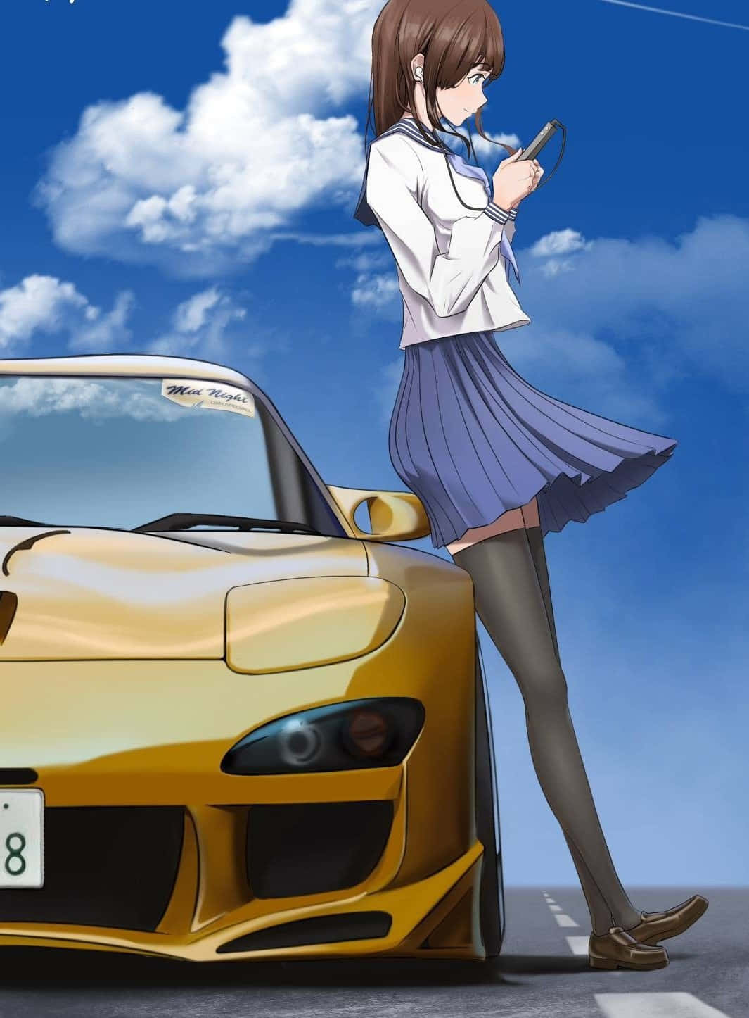 Download Gold Mazda Rx 7 Jdm Anime Wallpaper 