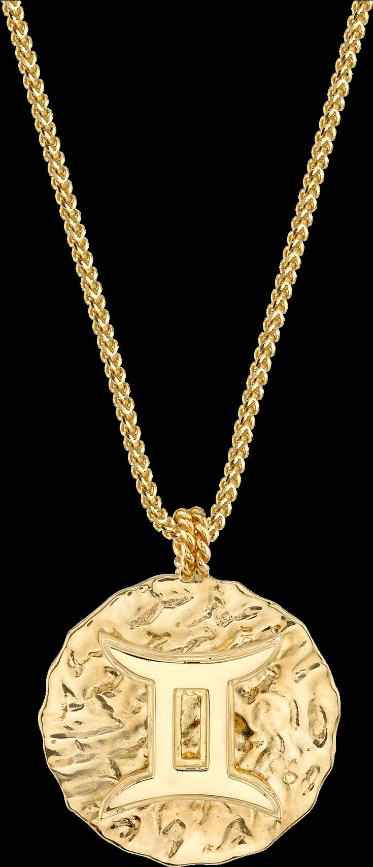 Gold Chainwith Textured Pendant PNG
