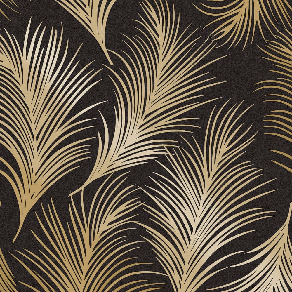 Palm Leaves Gold Metallic Background