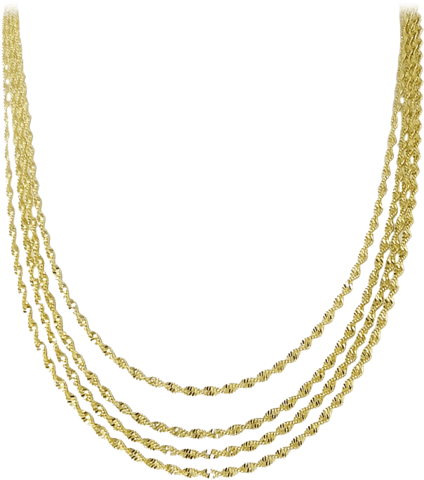 Gold Multi Strand Chain Necklace PNG