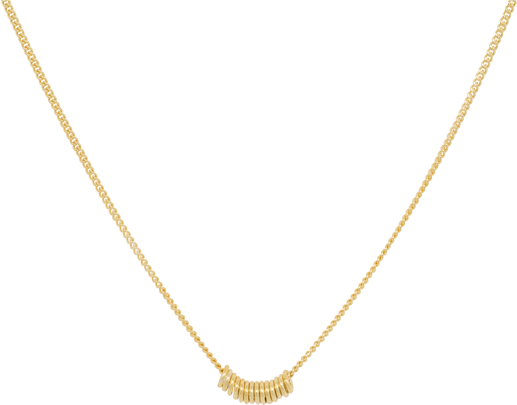 Gold Necklacewith Pendanton Teal Background PNG