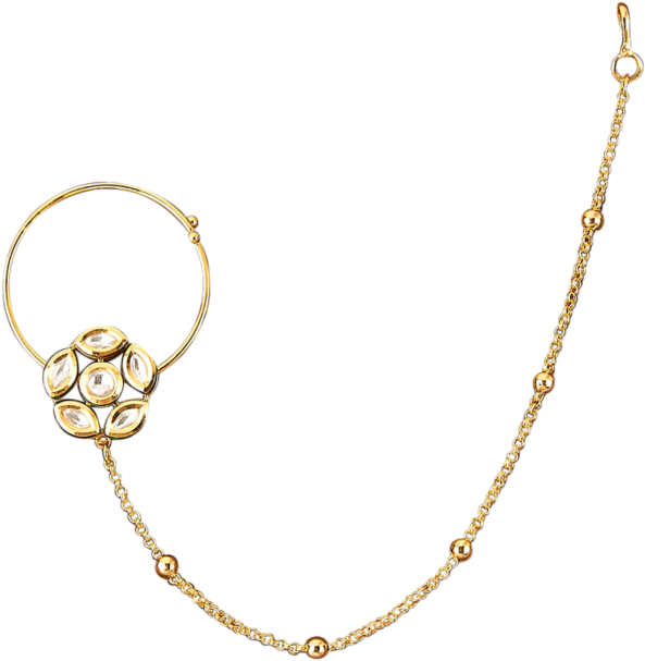 Gold Nose Ringwith Chain Jewelry PNG