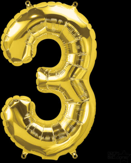 Gold Number3 Balloon PNG