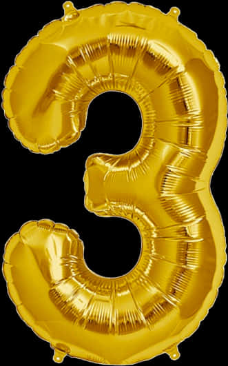 Gold Number3 Balloon PNG