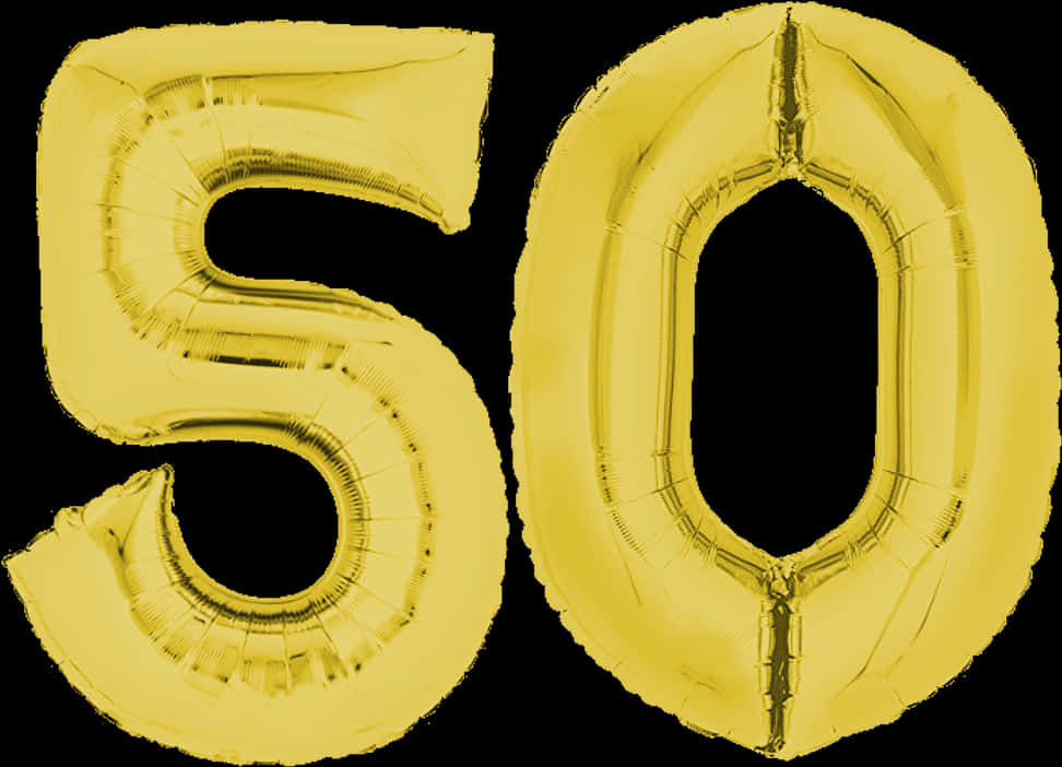 Gold Number50 Balloons PNG