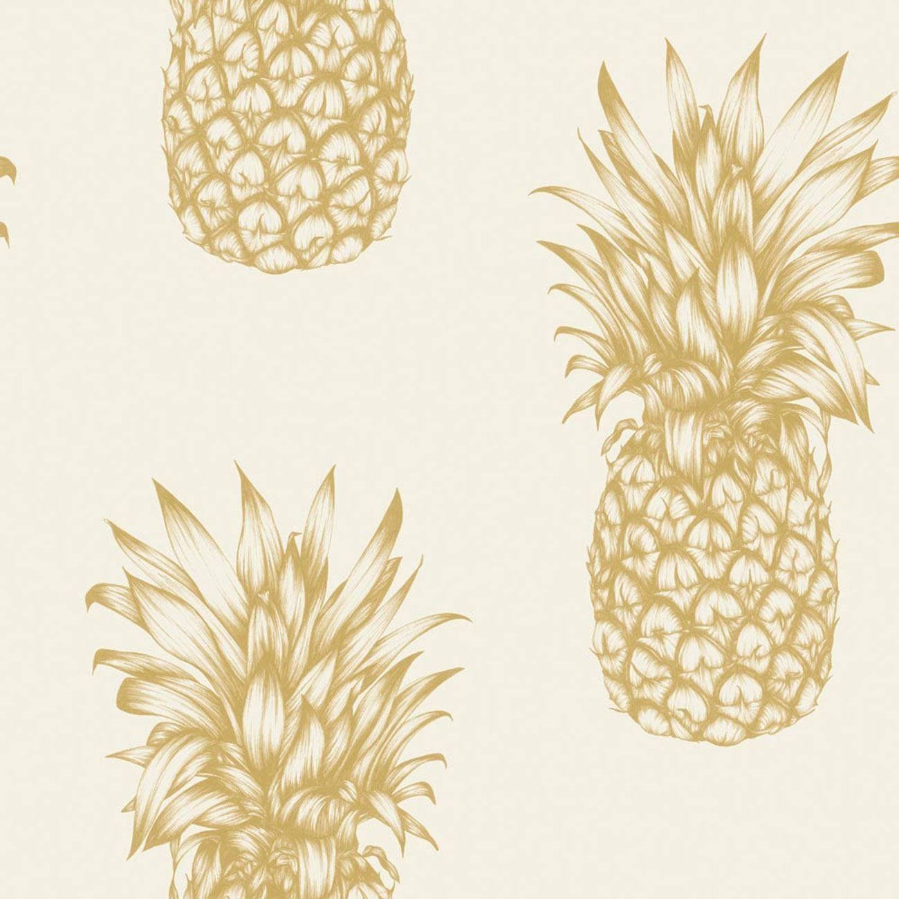 Gold Pineapple Pattern Wallpaper