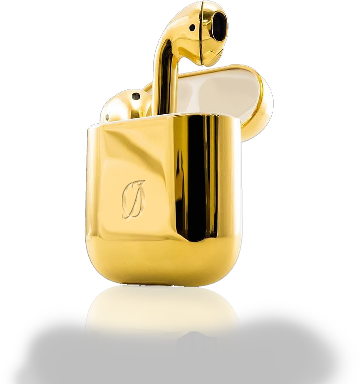 Gold Plated Airpodswith Case PNG
