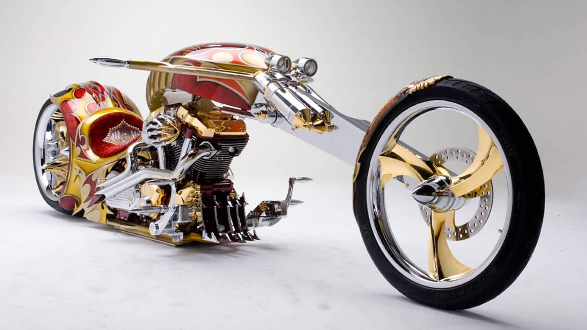 Gold Plated Chopper Motorcycle Wallpaper