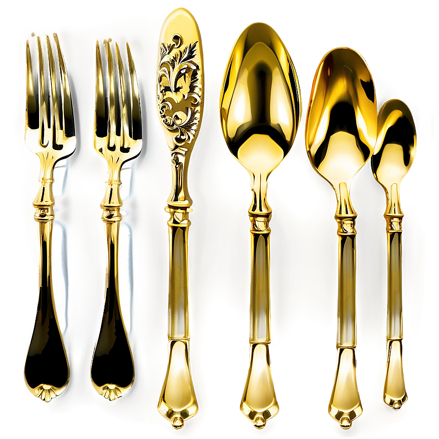 Gold Plated Cutlery Png Wnc35 PNG