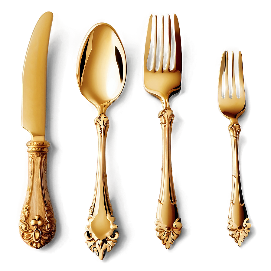 Gold Plated Cutlery Png Yjv PNG
