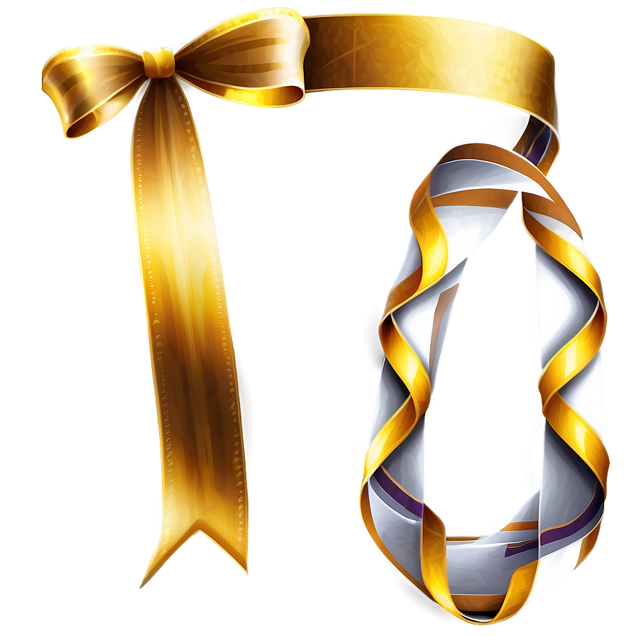 Gold Ribbon Banner Png 05032024 PNG