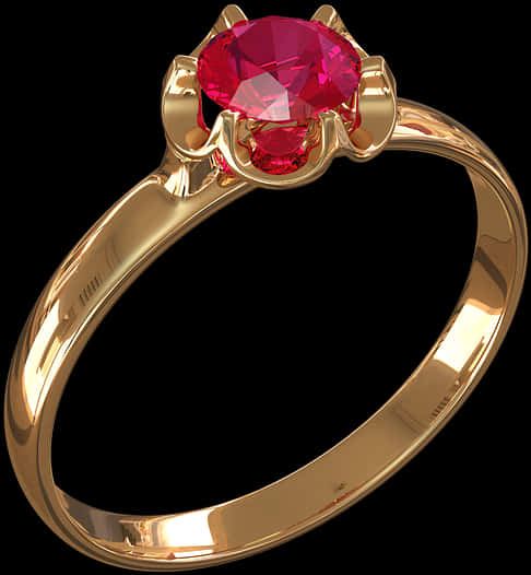 Gold Ringwith Red Gemstone.jpg PNG