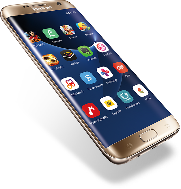 Gold Samsung Smartphone Display Apps PNG