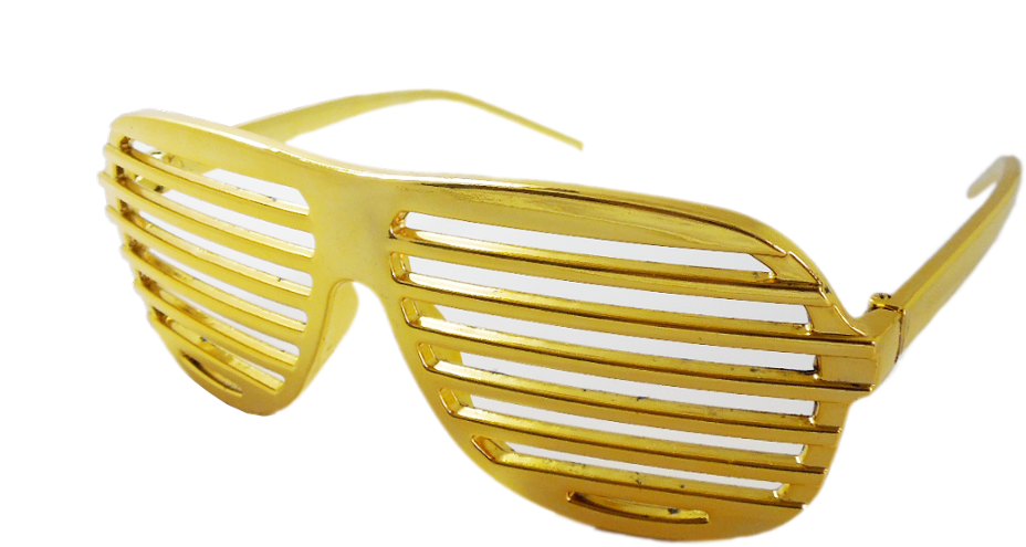 Gold Slatted Funky Sunglasses PNG