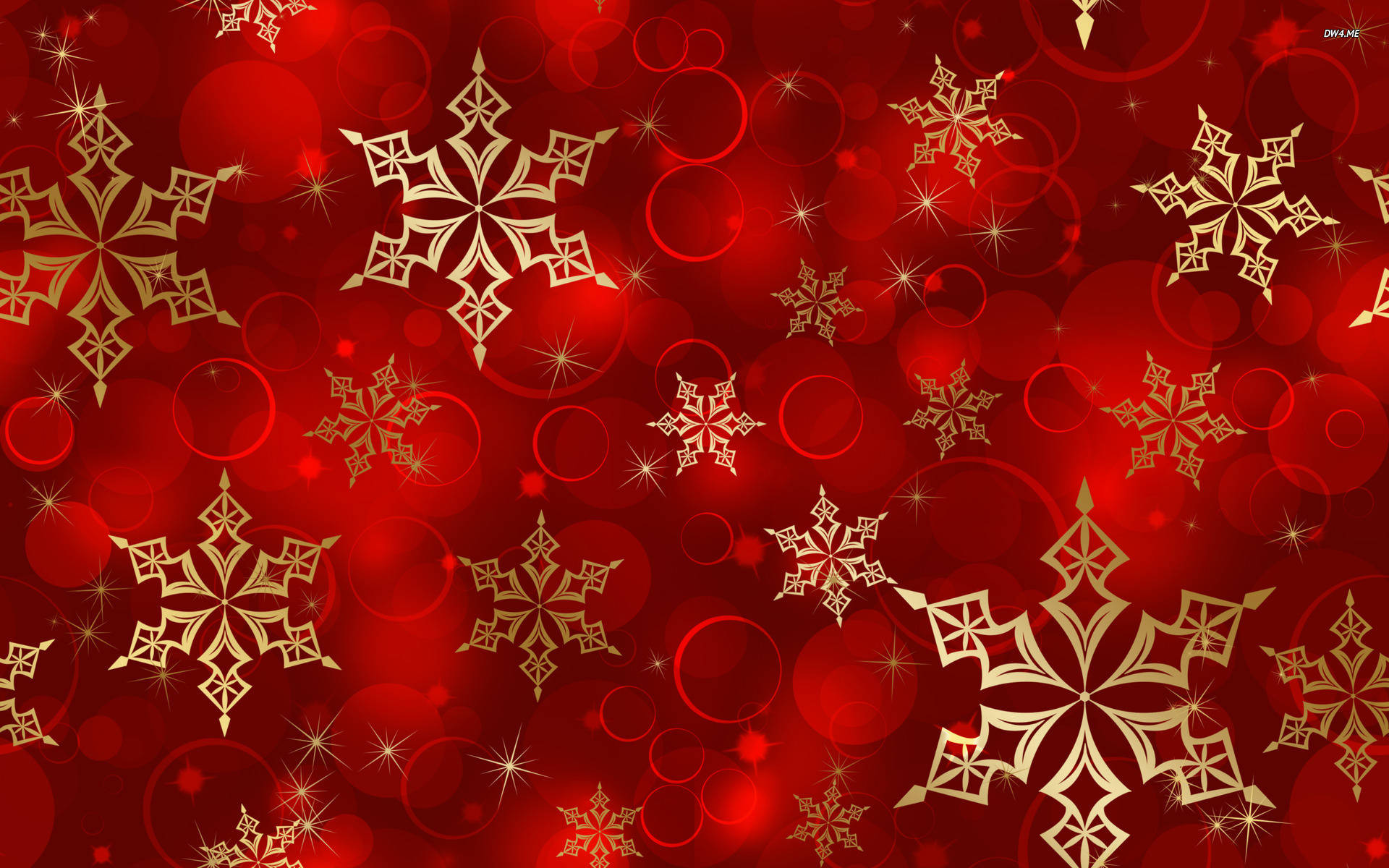 Gold Snowflakes Red Christmas Background