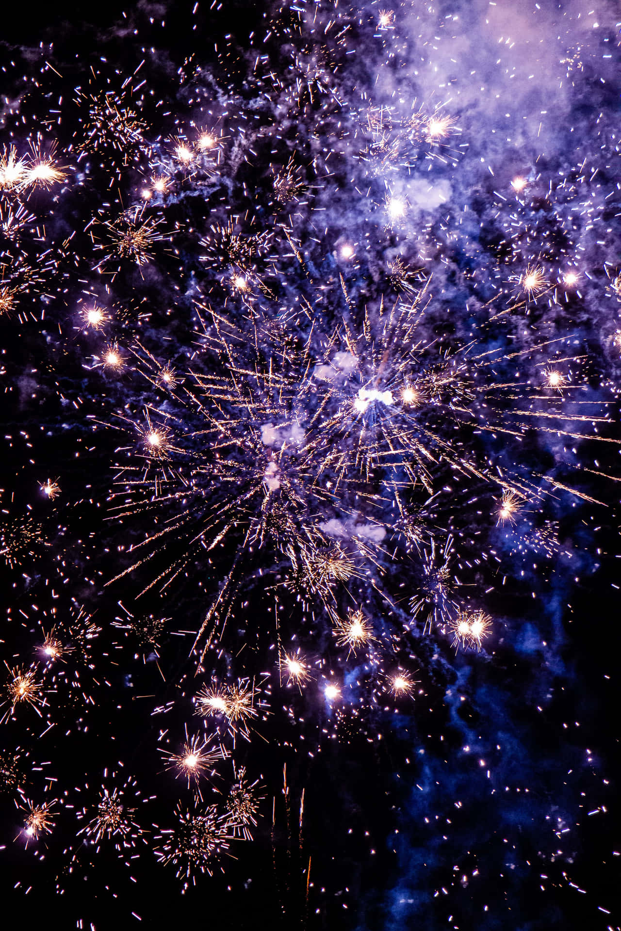 Gold Sparkle Fireworks Background
