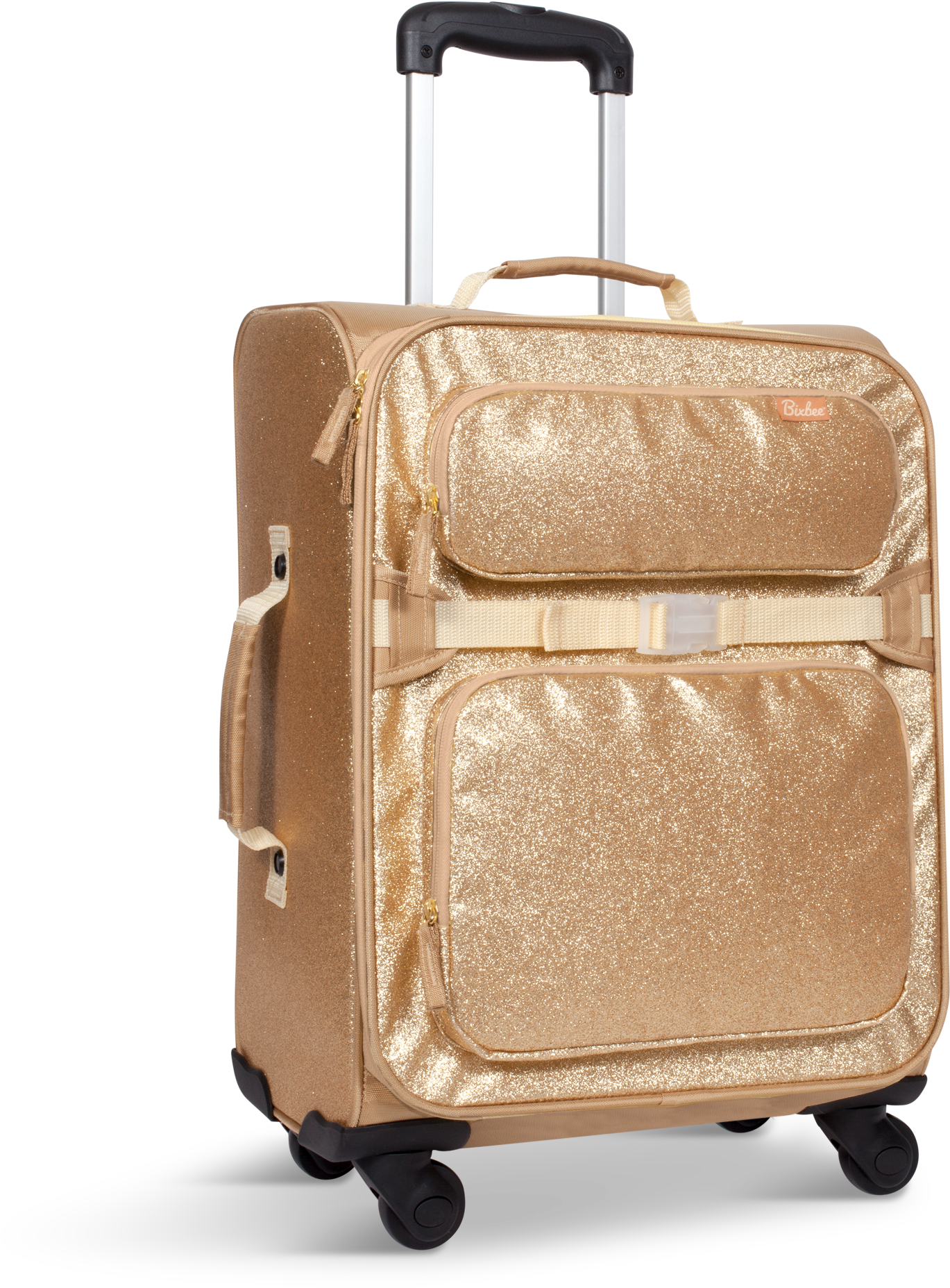 Gold Sparkle Wheeled Luggage PNG