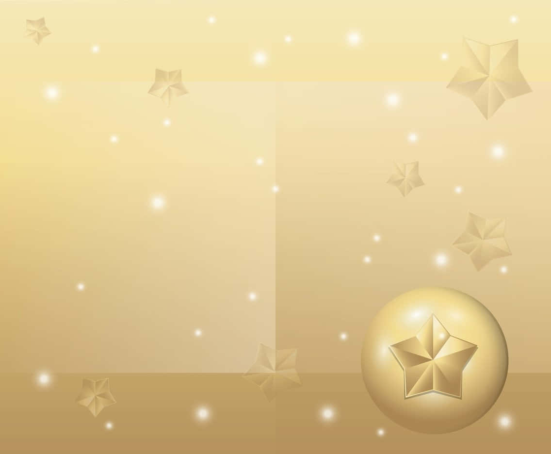 A Golden Christmas Background With Stars And A Ball