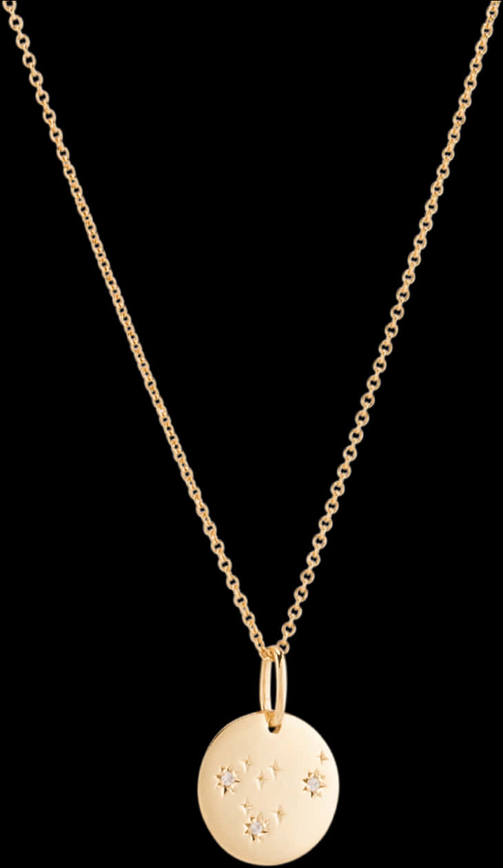 Gold Star Pendant Necklace PNG