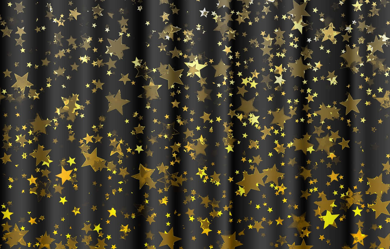 Gold Stars On Black Background Wallpaper