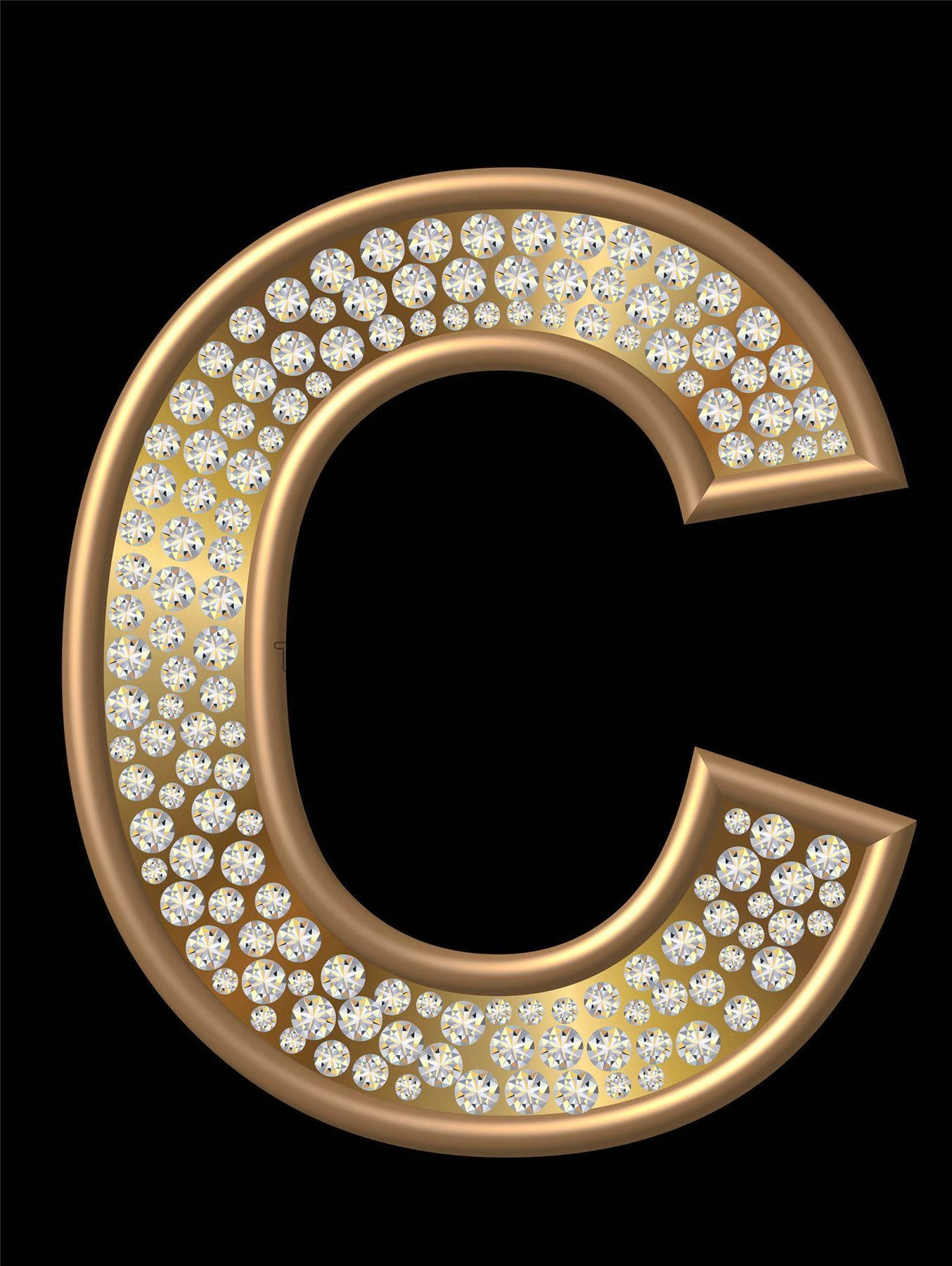 Gold Studded Diamonds Letter C