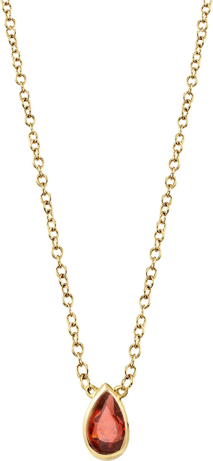 Gold Teardrop Pendant Necklace PNG