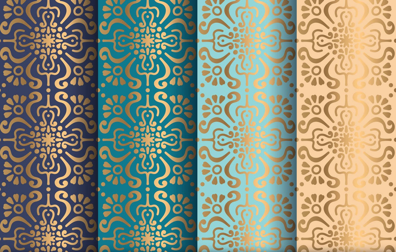 Guldteksturmønstre i fire farver Wallpaper