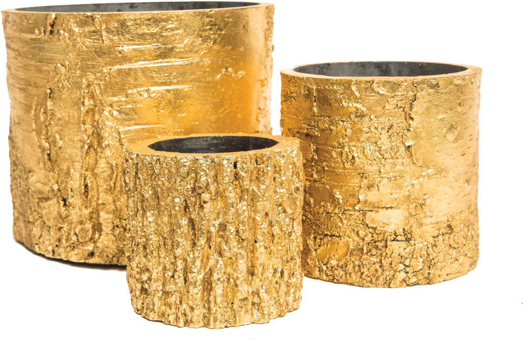 Gold Textured Planters Set PNG
