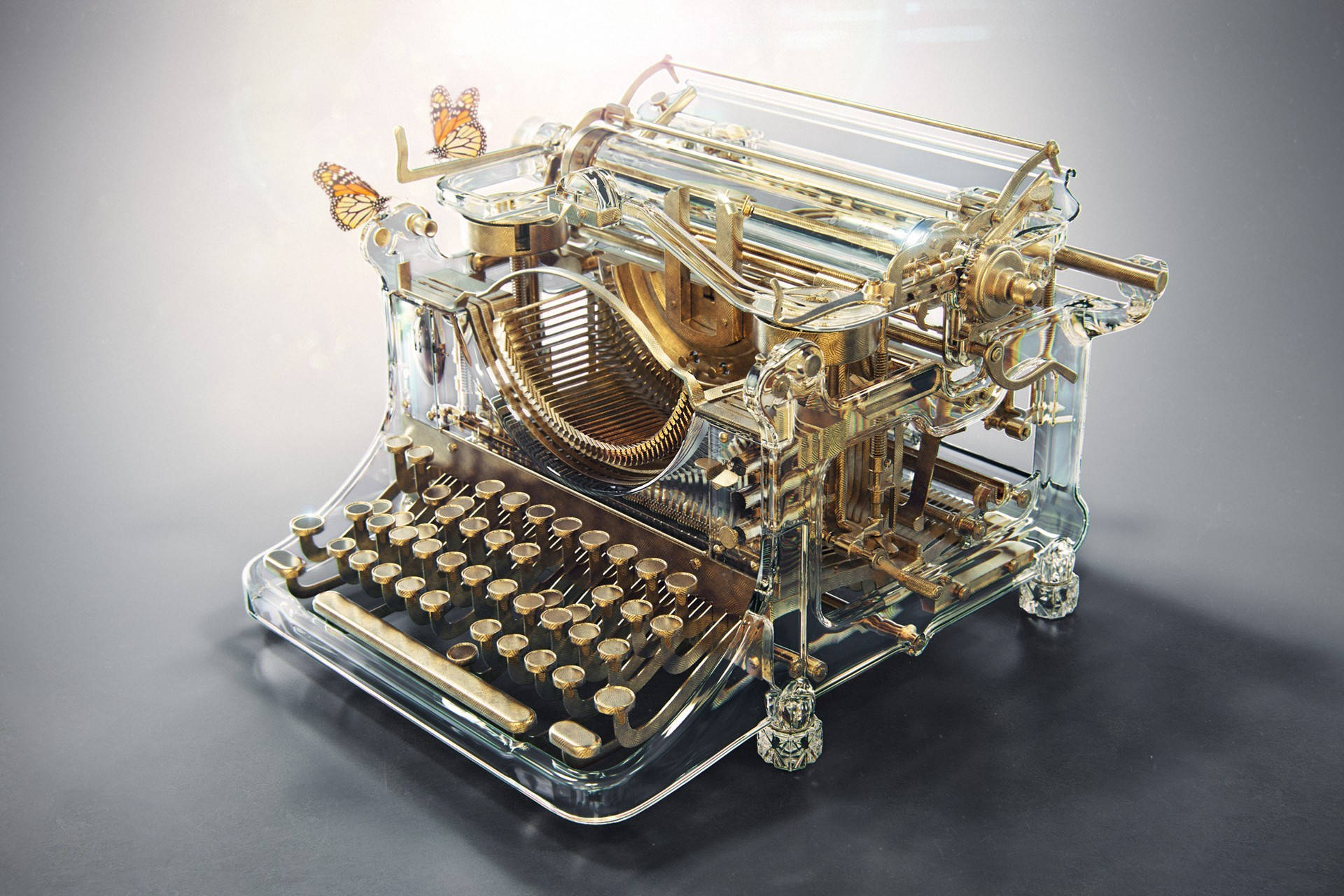 Gold Transparent Typewriter 3d Android Phone Wallpaper