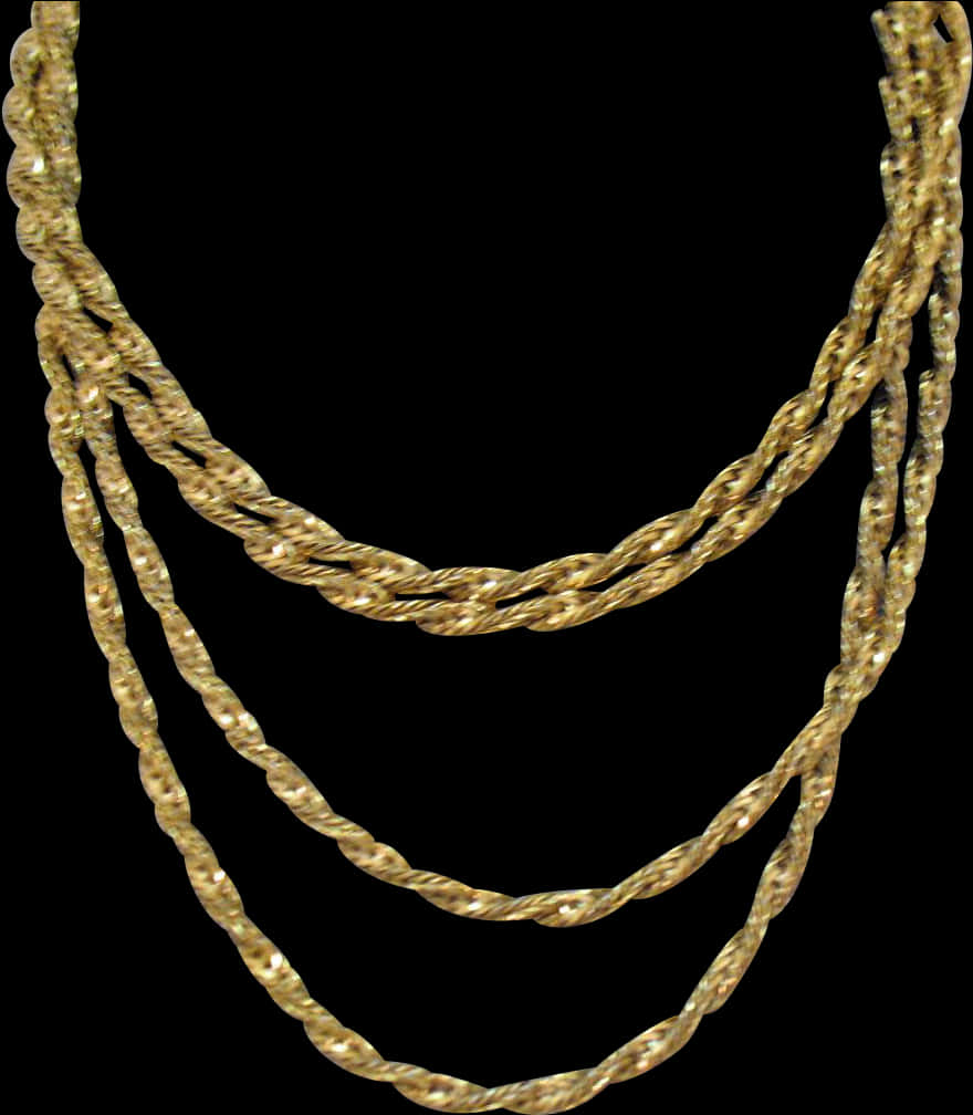 Gold Twisted Chains Black Background PNG