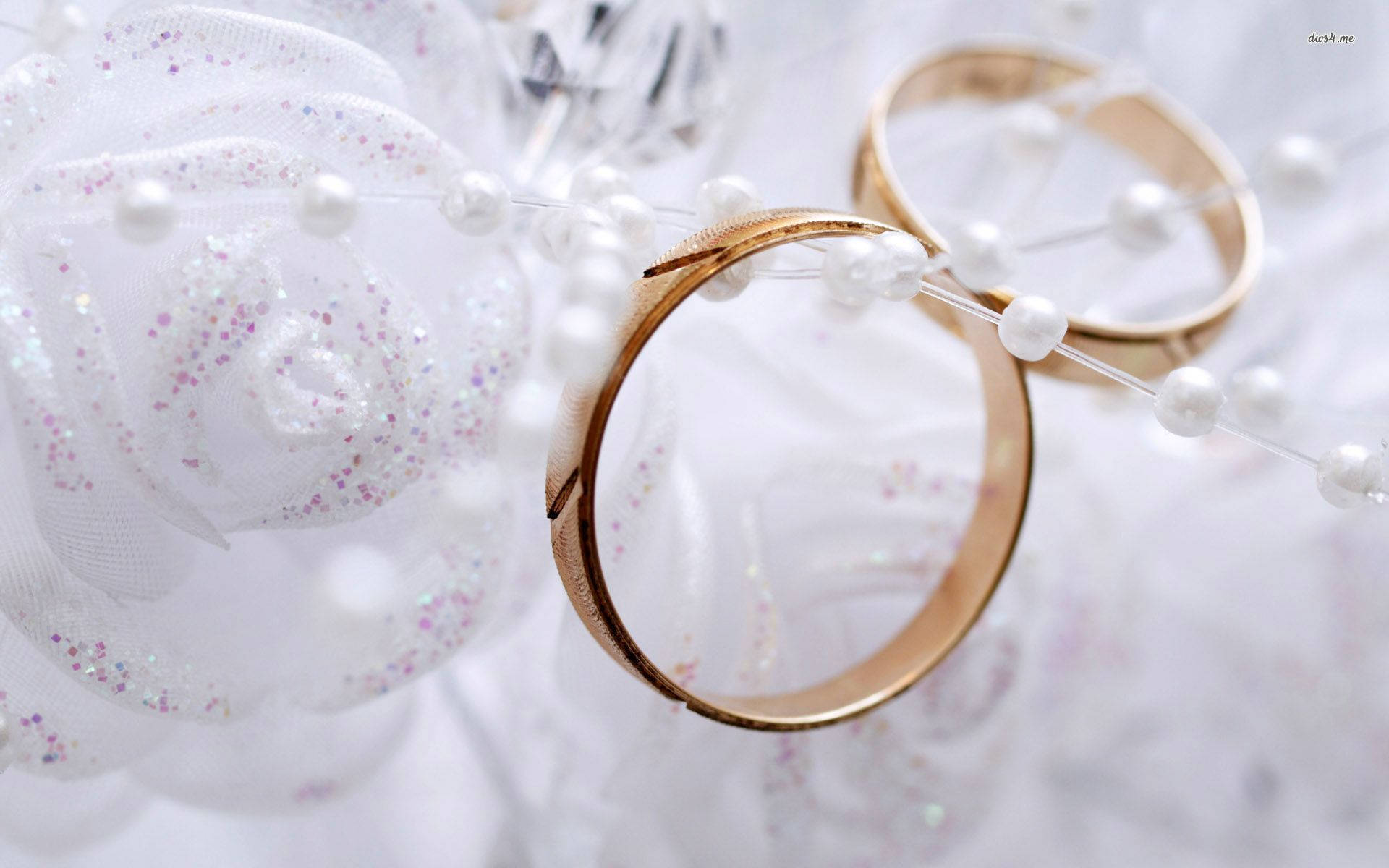 Gold Wedding Rings White Pearl
