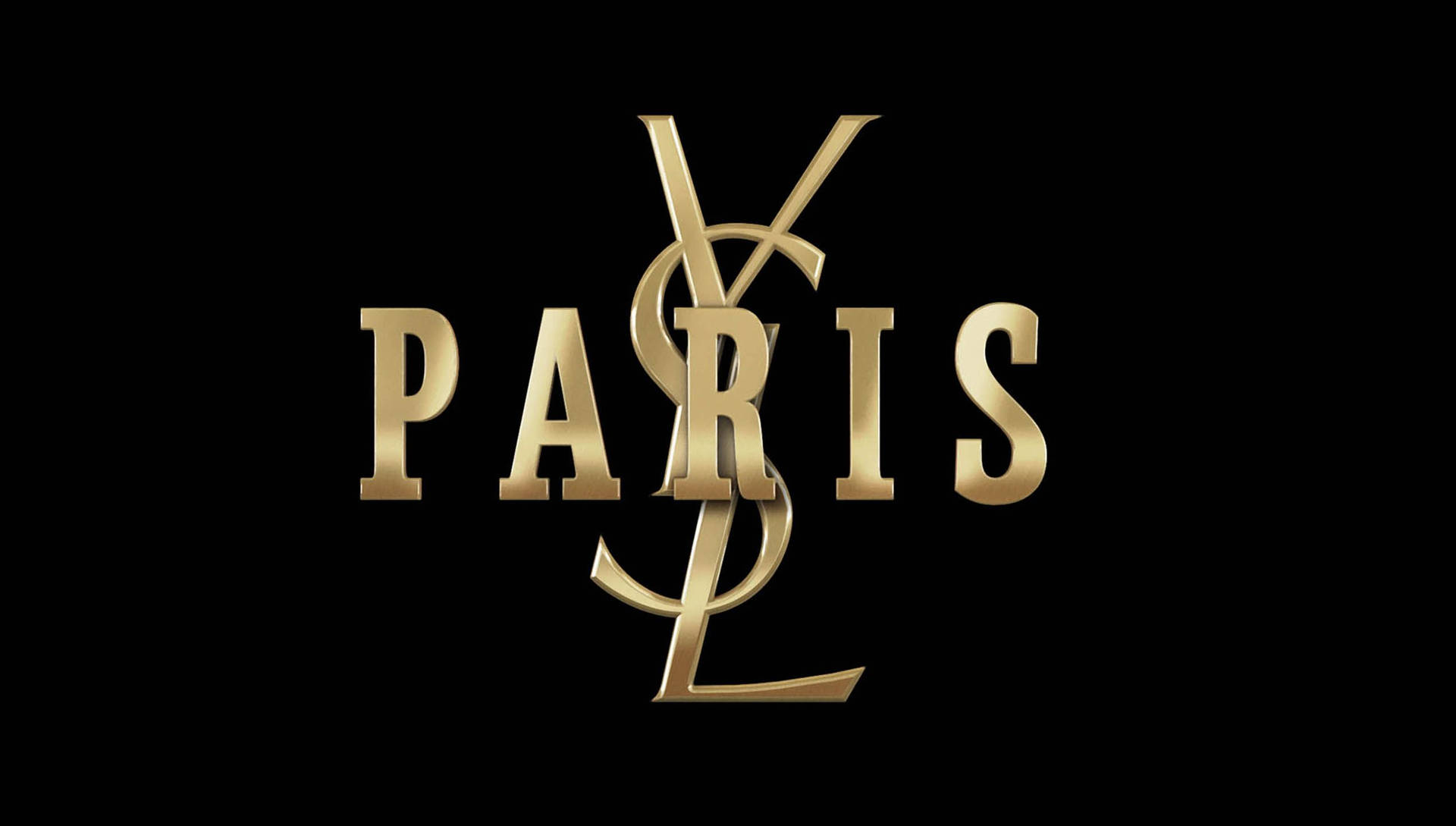 Guld YSL Paris Logo Tapet Wallpaper