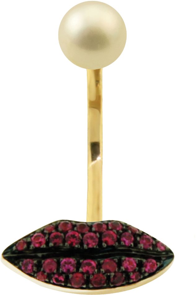 Goldand Pearl Barbellwith Gem Encrusted Base PNG