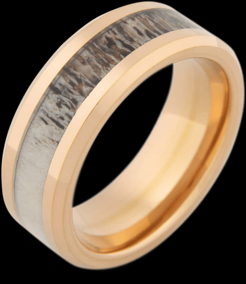 Goldand Silver Textured Band Ring PNG