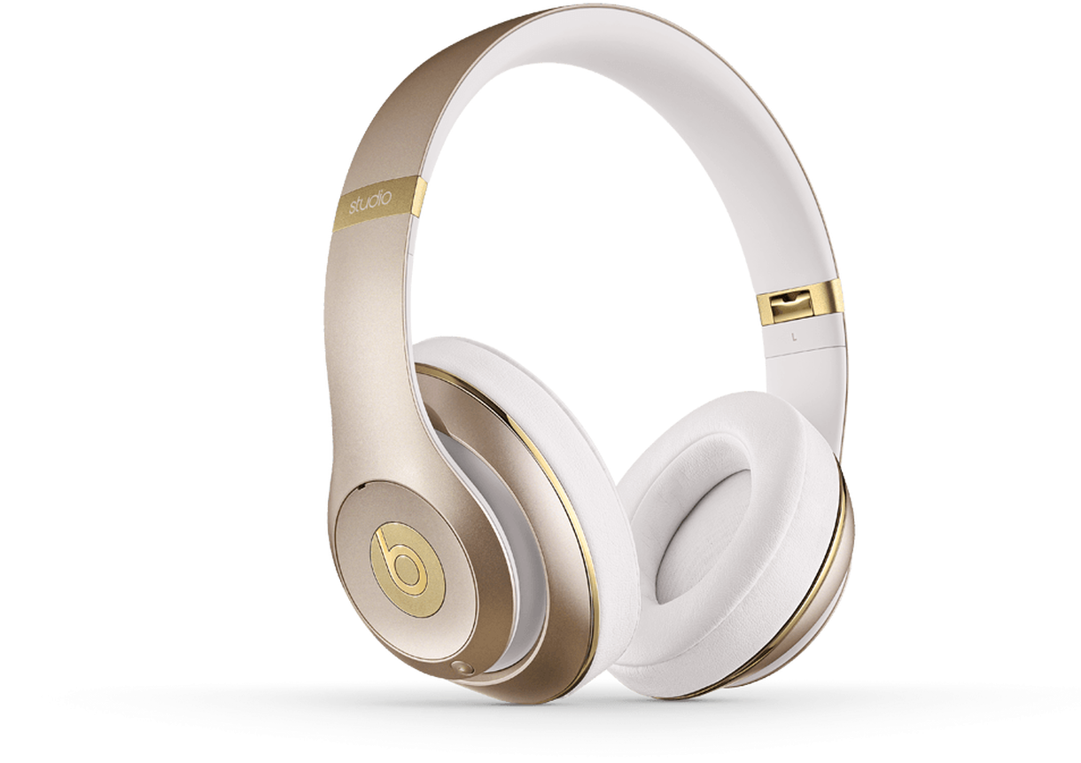 Goldand White Over Ear Headphones PNG