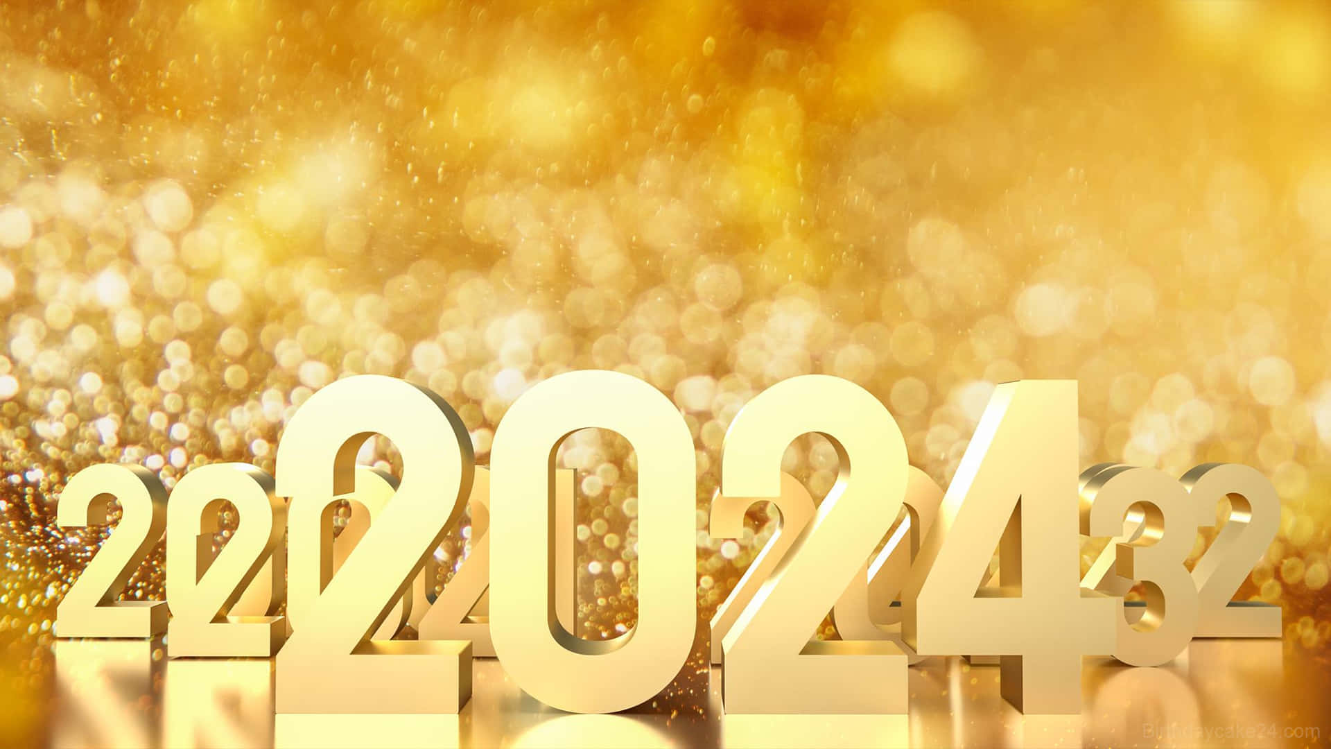Golden_2024_ New_ Year_ Celebration_ Background Wallpaper