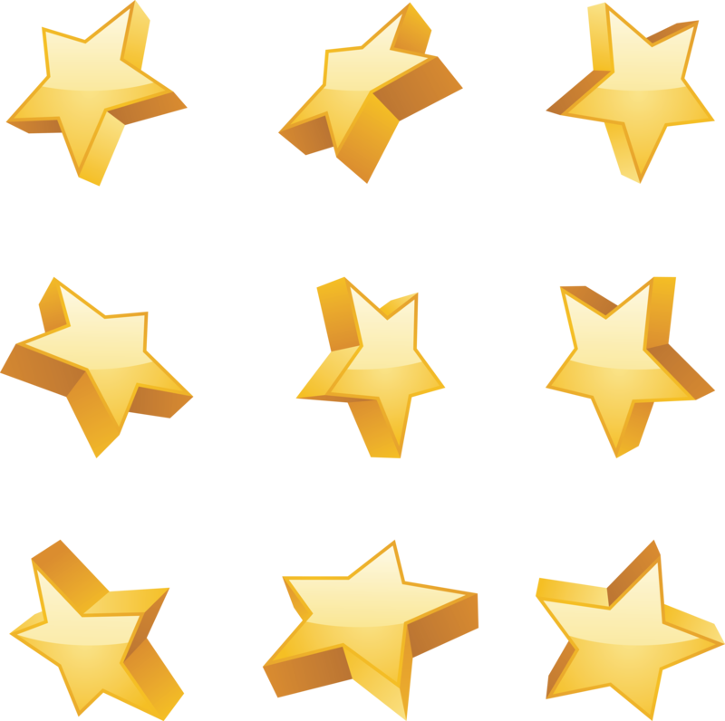 Golden_3 D_ Stars_ Pattern PNG