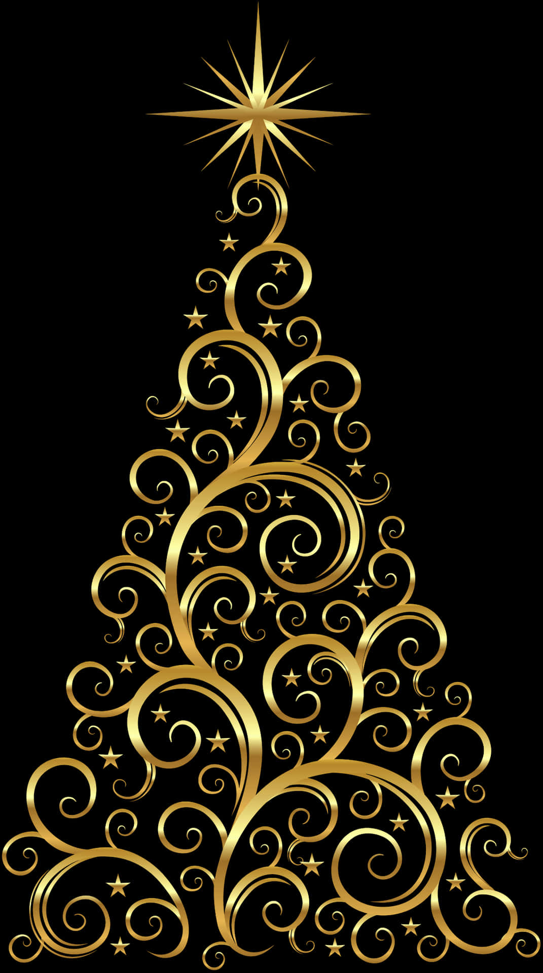 Golden Abstract Christmas Tree PNG