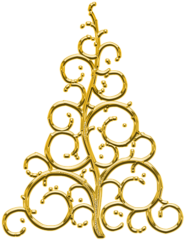 Golden Abstract Christmas Tree Design PNG