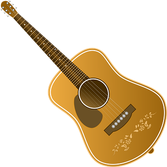 Golden Acoustic Guitar Illustration PNG