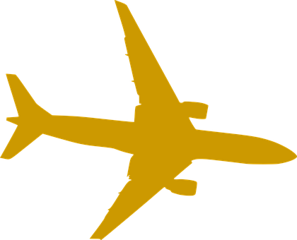 Golden Airplane Silhouette PNG